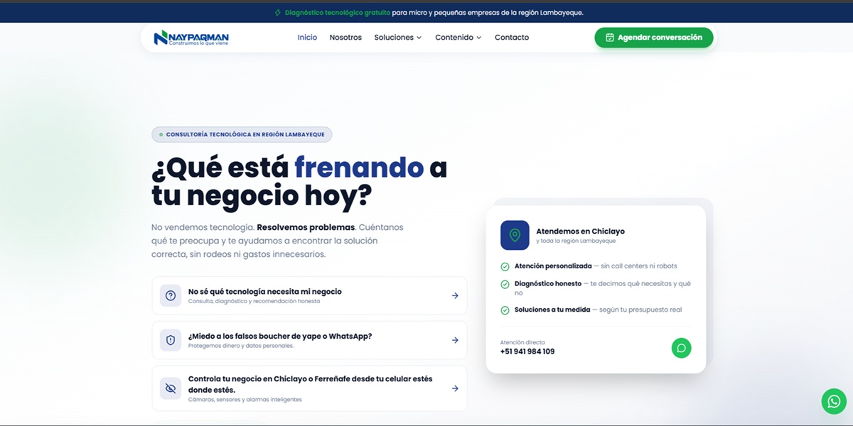 Sitio web de Naypaqman desarrollado por DIGITALTEI